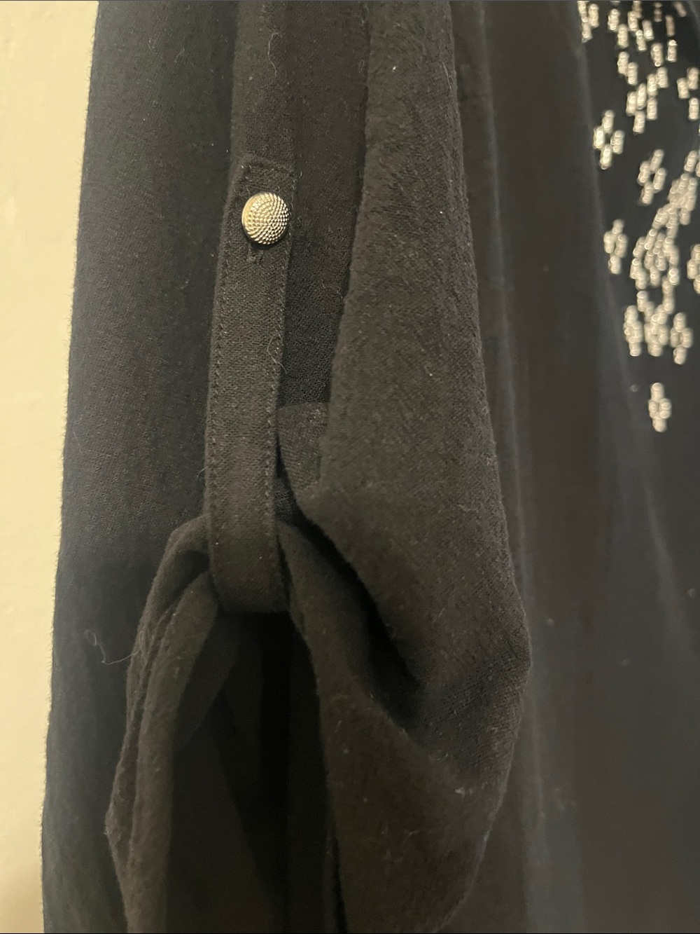 Susan Graver Black Tunic with White Bead Embellishment - Picture 4 of 6